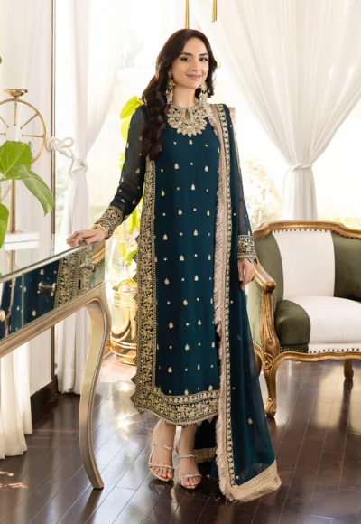 Embroidered Chiffon 3 Piece - Asim Jofa