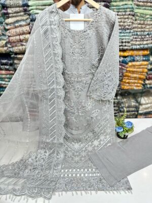 3 Piece Embroidered Organza
